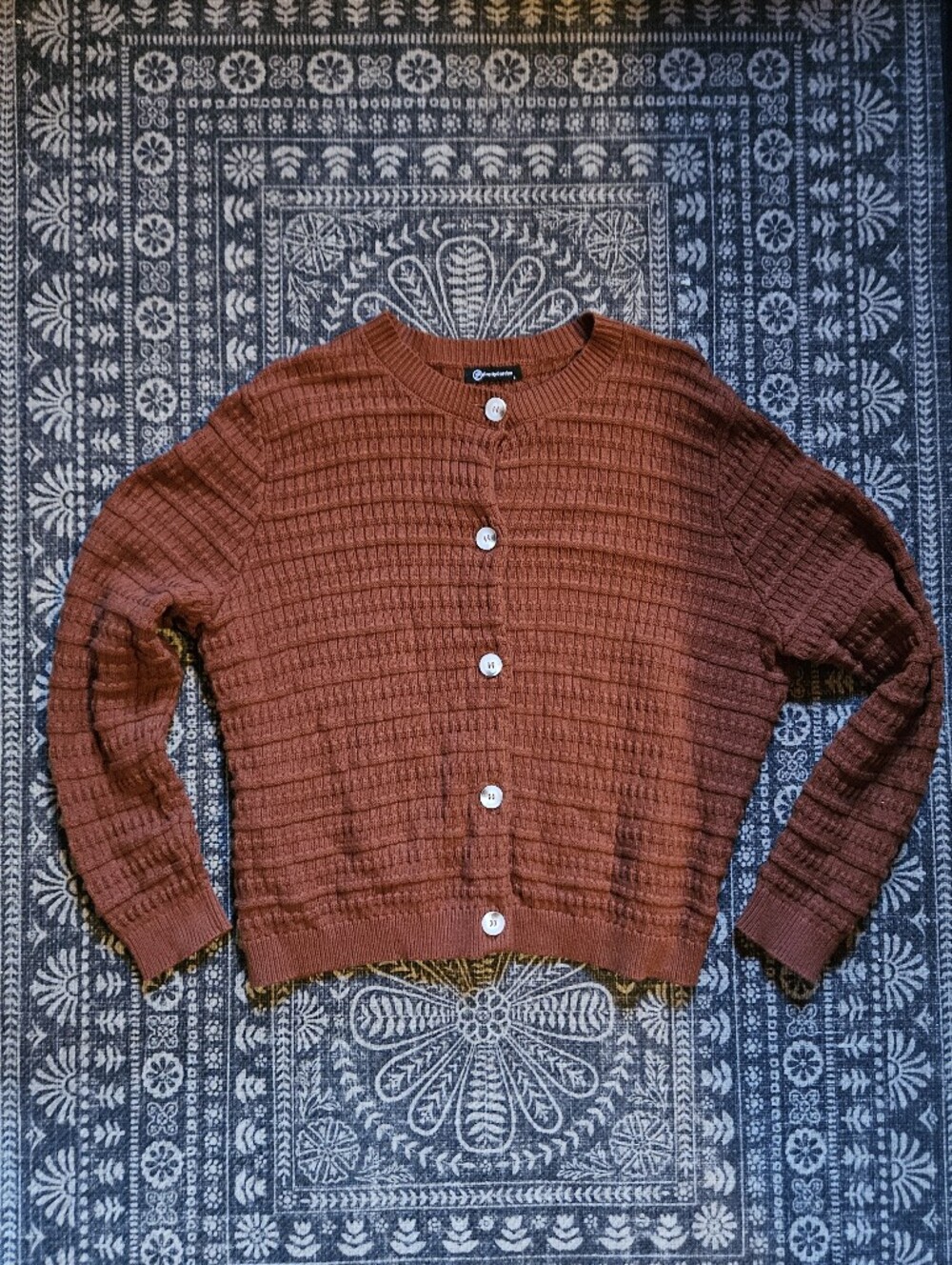 Pretty Garden Burnt Orange Crewneck Button-Front Cardigan